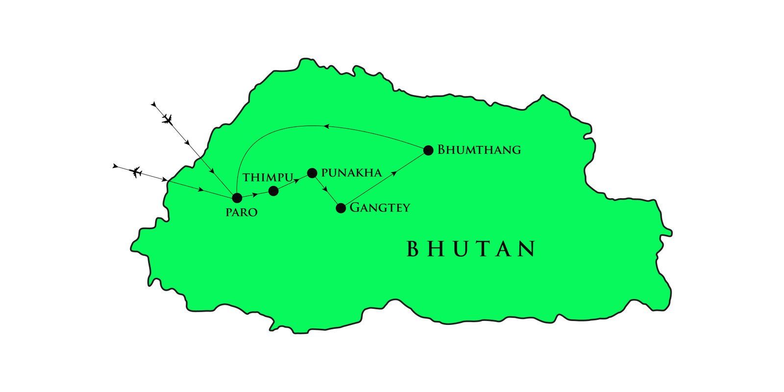 Map of South India itinerary